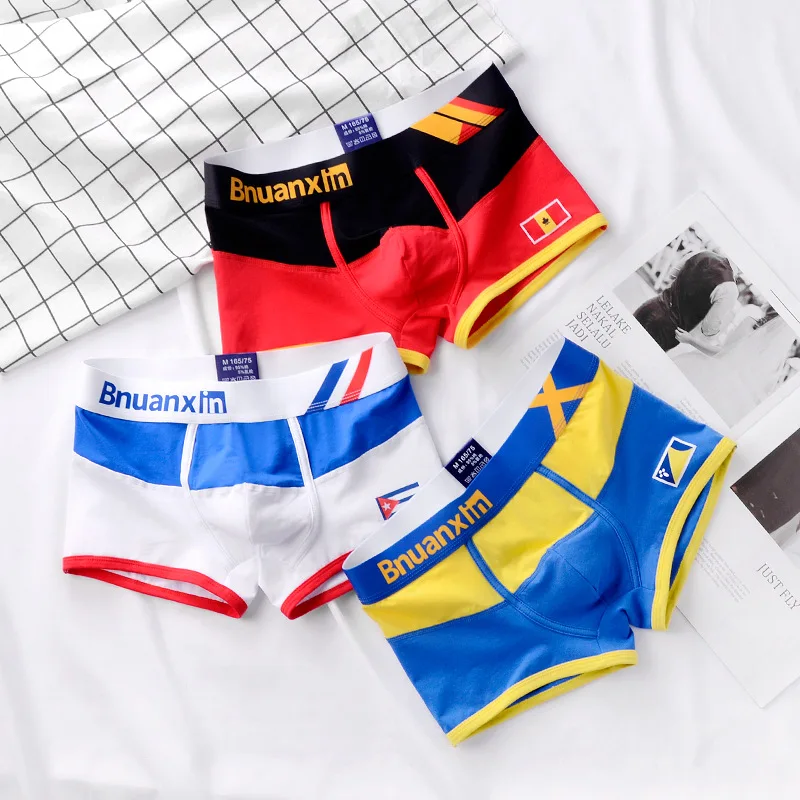 Breathable Cotton Men's Boxer Panties Colours of national flag
