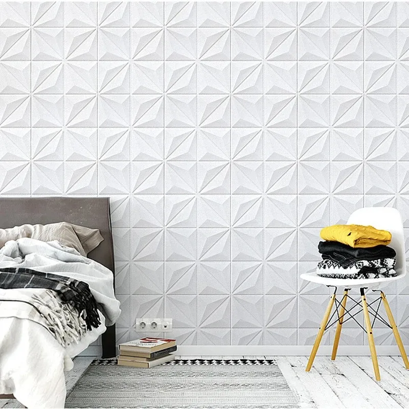 Description Picture 4 of item5-20pcs 35*35cm 3D Tile Brick Wall Sticker Self-adhesive Foam Panel Wallpaper Bed Room Home Decoration Waterproof Wallpaper