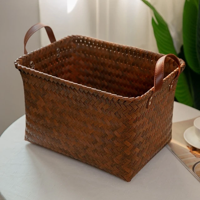 Változható Tároló Kosár Tengeri Moszat Szövő Kosarak Rattan Szőtt Ruhák Szervező Játékok Snack Sundries Asztali Tárolódoboz Mosoda