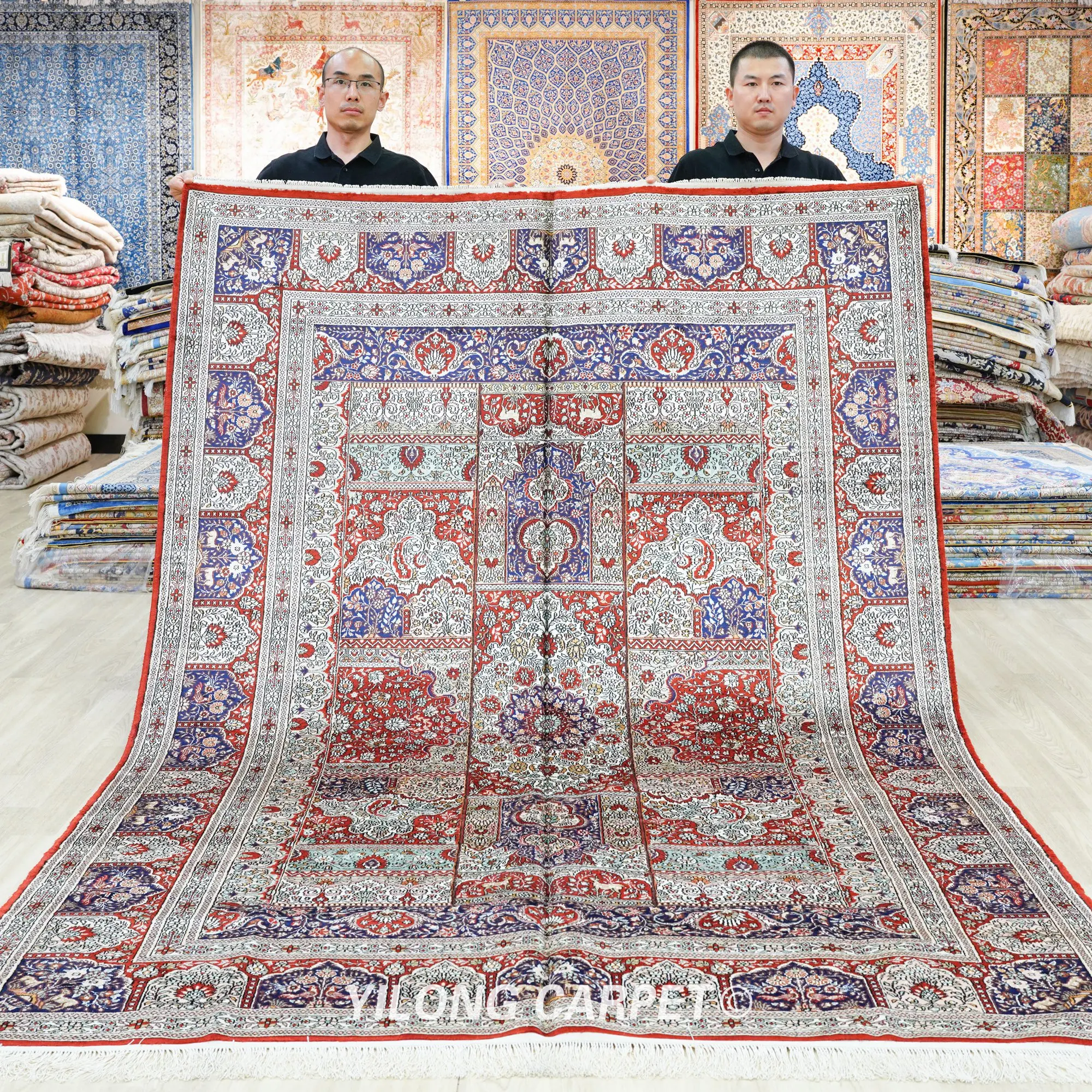 

6'x9' Turkish Carpet Red Vantage Antique Handmade Persian Silk Rugs (SLF183B)