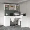 L-Shape Office Desk with Height Adjustable Top, Computer Desk with Drawers and Shelves,Corner for Home Office Living Room, White 1