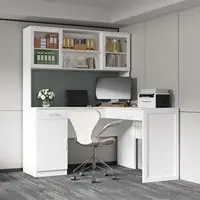 L-Shape Office Desk with Height Adjustable Top, Computer Desk with Drawers and Shelves,Corner for Home Office Living Room, White 1