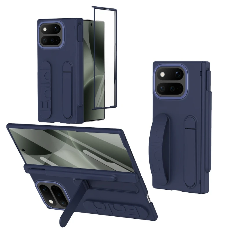 Hinge-Protected Phone Case with Wristband, Stand, Pen Holder, & Screen Protector