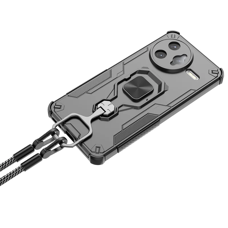 Enhanced Armor Magnetic Ring Holder Phone Case with Camera Protection, Shockproof Design