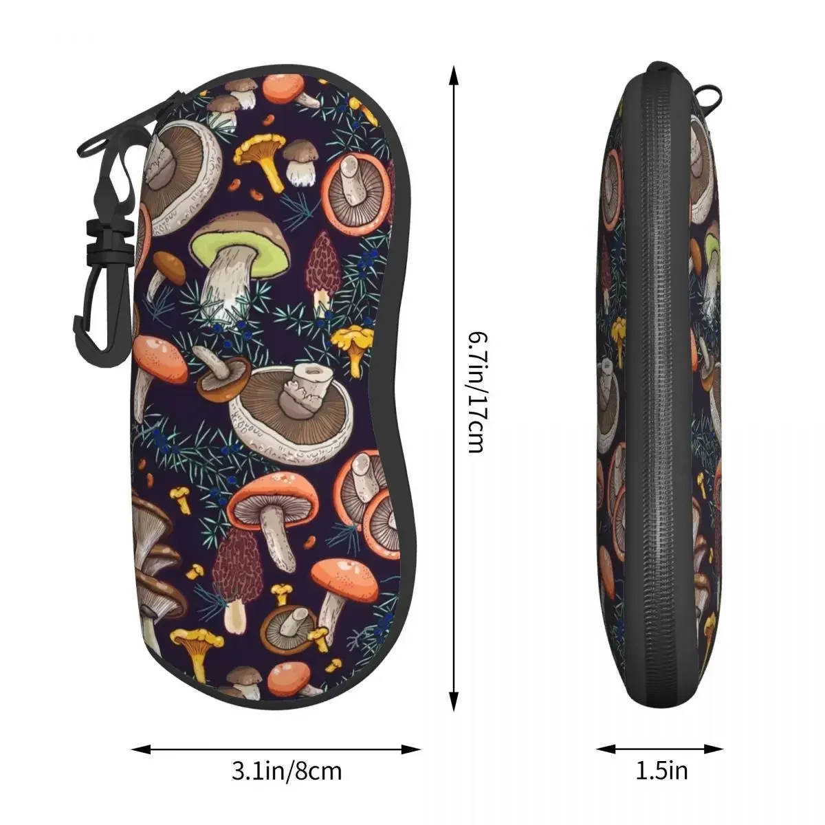 Dark Dream Forest Vertical Glasses Case Mushroom Print Daily Zip Sunglasses Pouch Classic Male Female Eyewear Box
