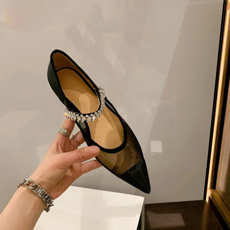 

Женские Дышащие Балетки без шнуровки, заостренный носок, Повседневная элегантная Летняя обувь на плоской подошве, весна-лето