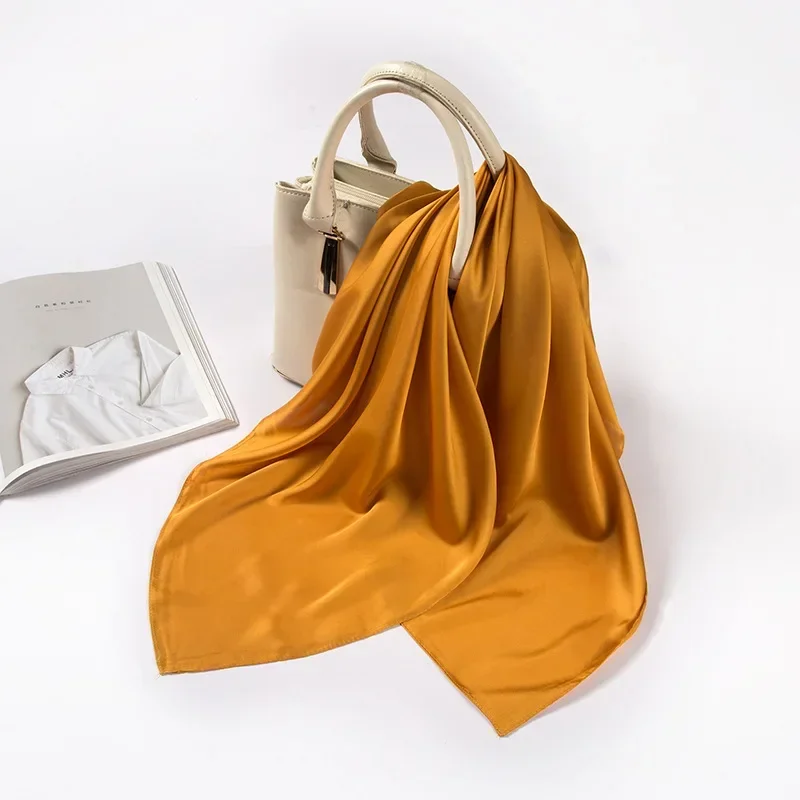 Satin Scarf Women 70cm Solid Color Smooth surface Head Scarves Square Fashion Neck Accessories for Ladies Bag Scarf