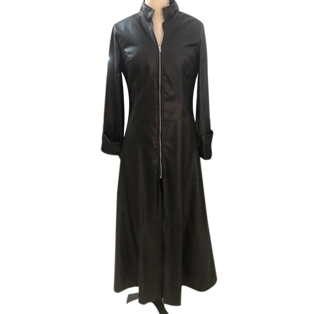 Women's Collar Loose PU Leather Trench Coat