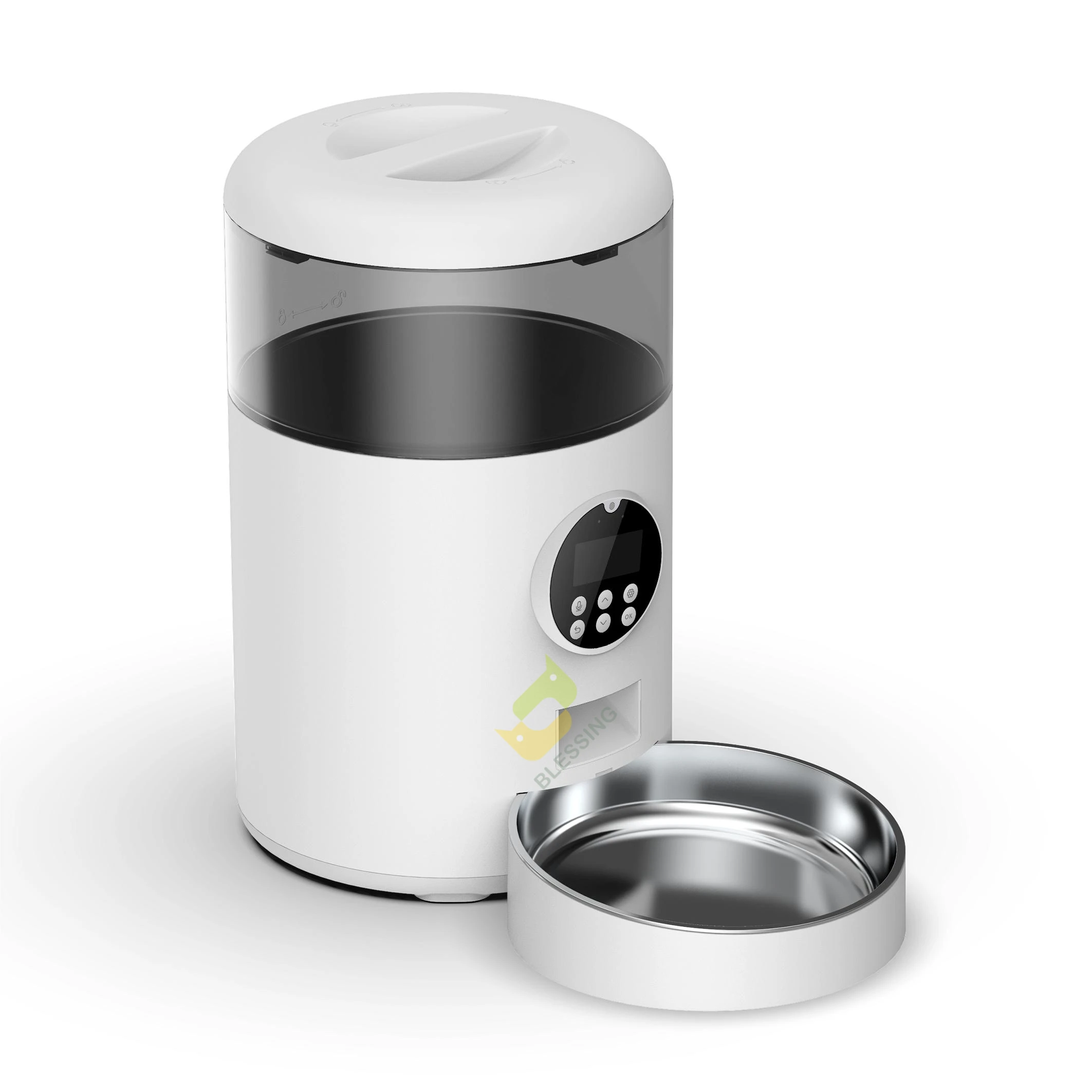 

OEM Automatic Pet Feeder WiFi APP Control 4L Cat Dog Smart Pet Food Dispenser With Stainless Steel Bowl