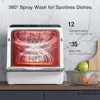 Compact WIFI Smart Portable Dishwasher 5L Tank 6 Programs 360° Dual Spray Fork Knife Basket Dishrack Water Saving Low Noise High 5