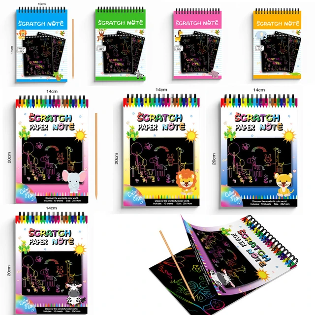 Scratch Book Colorful Dazzle Scratch Note Paper Graffiti Board Drawing Art  Toys Magic Doodle Book Children Coils Drawing - AliExpress