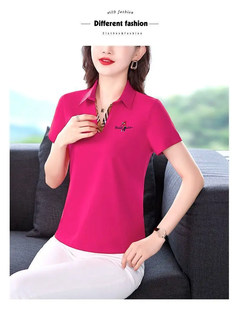 polo de algodão, blusa solta, blusa de