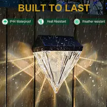  Solar Led Fence Light Garden Solar Lamp Patio Courtyard Lawn Decoration Diamond Wall Light Outdoor Waterproof Stair Step Lights 