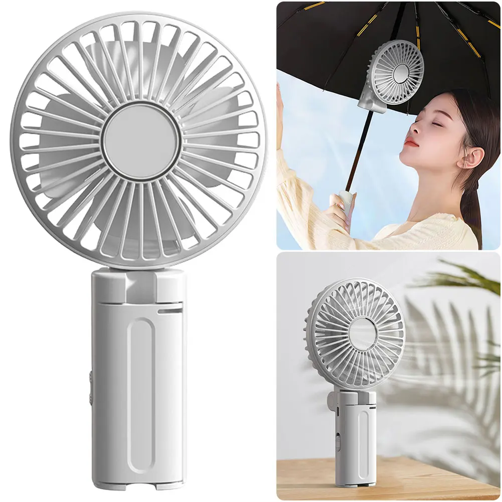 Mini Foldable Fan 3-Speed Adjustment Portable Handheld Fan Rechargeable Electric Personal for Outdoor Umbrella