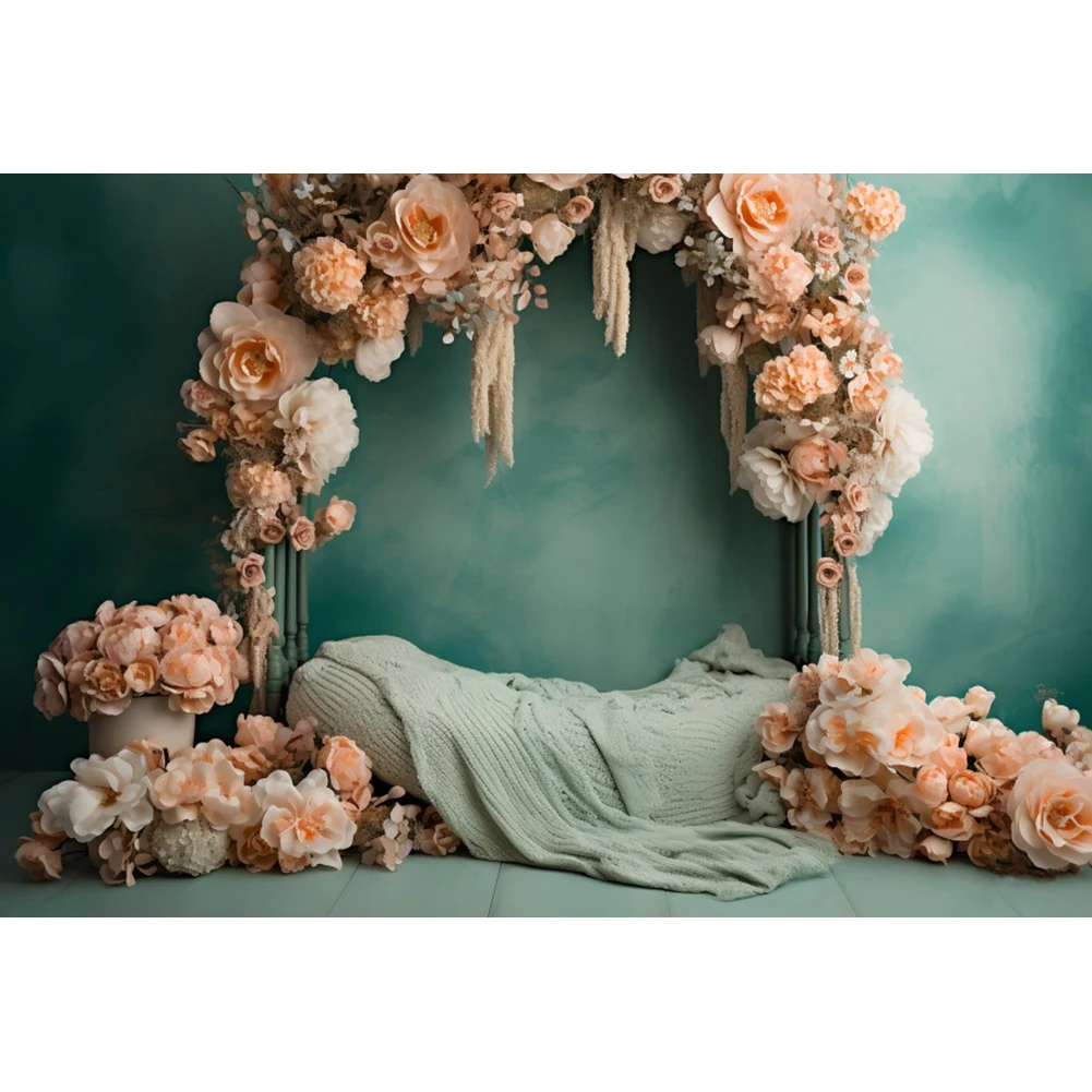 Newborn Sleeping Baby Photo Photographic Backdrops Sweet Birthday Flowers Artistic Photography Background For Kids Studio Shoots