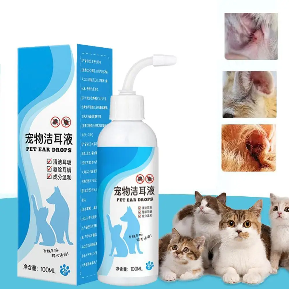 Antiseptic Ear Cleaner Cat & Dog Ear Cleaning Solution Advanced Cleanser Dogs and Cats Removes Mite Feces