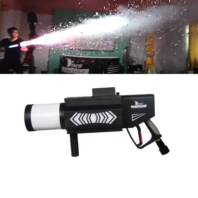 2024 최신 LED DJ 효과 Co2 색종이 총 캐논 휴대용 기계, 컬러 RGB 조명, 무대 결혼식 파티용