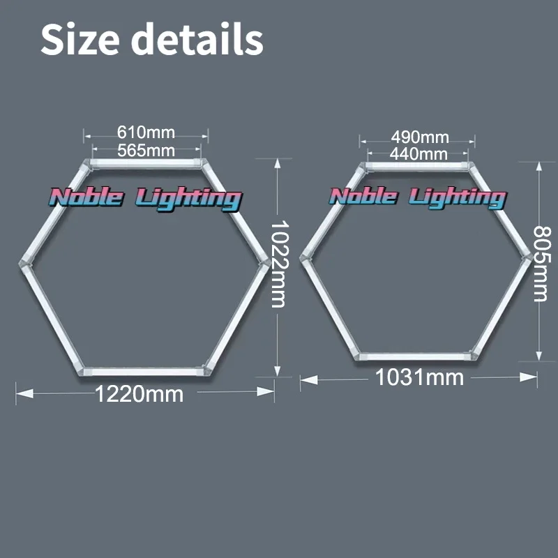 맞춤형 벌집 LED 자동차 디테일링 천장 조명, 맞춤형 육각형 조명, 자동차 쇼룸 4S 워크샵 직송, 23.5m * 9.15m