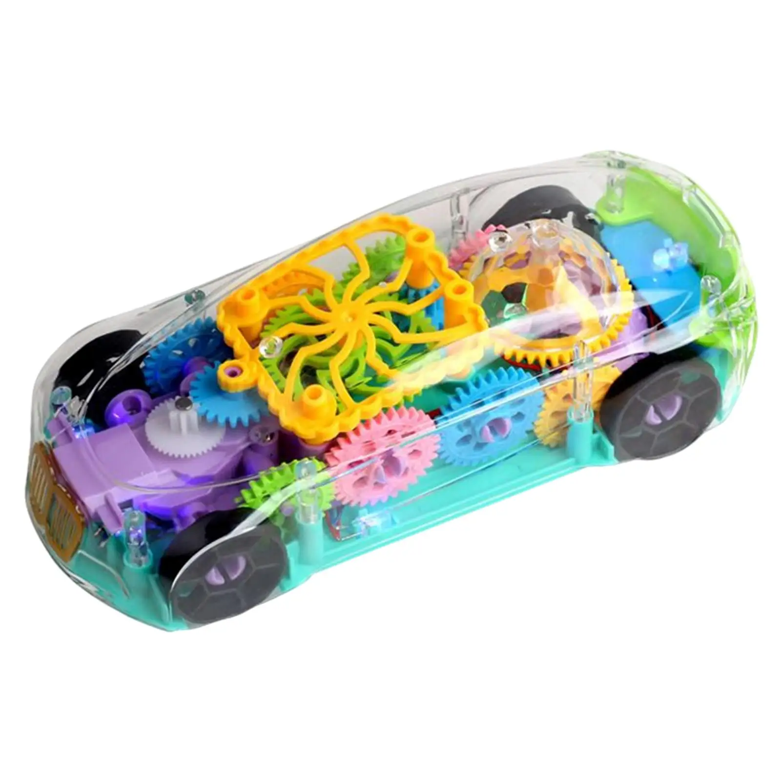 Transparent Electric Toy Car Mechanical Gear Universal Wheel Battery Operated For Kids Children