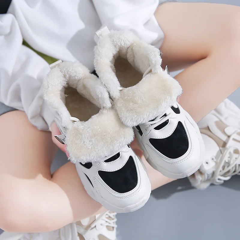 Winter Sneakers Women Platform Fur Running Shoes for Women Soft Sport Shoes Woman Chunky Wedge Footwear 169