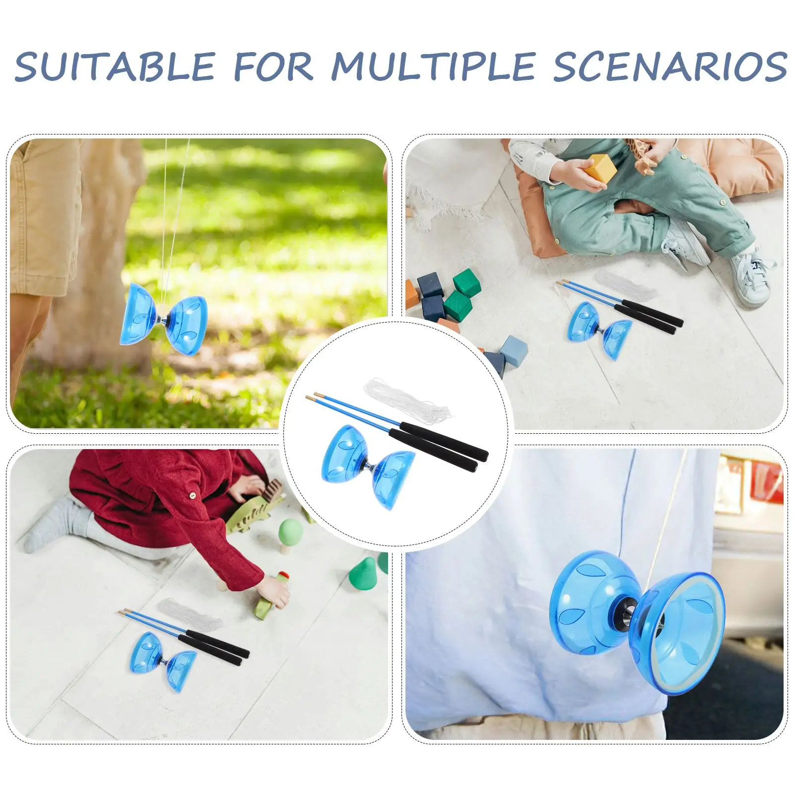 1 Set Yo-yo Double-headed Diabolo Toddler Outdoor Toy Kids Elderly Fitness Toy Chinese Diabolo Soft Rubber Professional Juggling