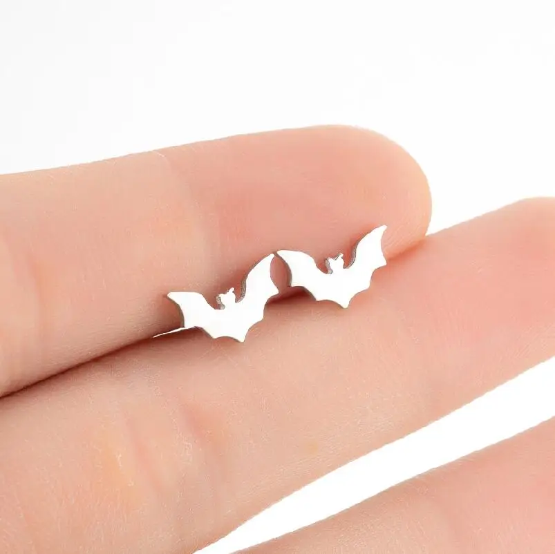 Halloween Pet Zubehör Stud Ohrringe Für Frauen Edelstahl Niedliche Fledermaus Geister Kürbis Party Geschenk Asymmetrische Lustige Ohrring – Detail 22