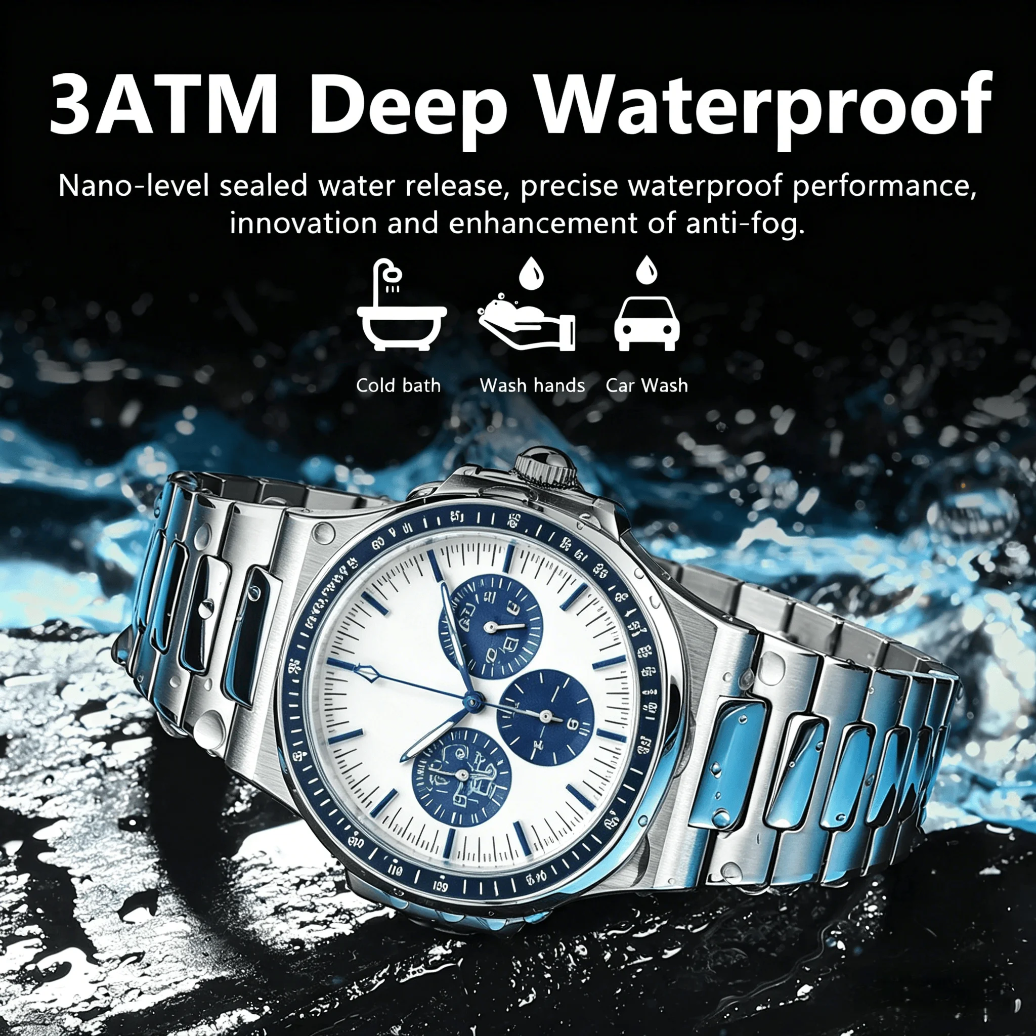 Luminous Calendar Luxury Men's Quartz Watch - Stainless Steel, Waterproof, Sporty Design