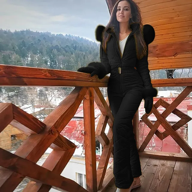 2024 New Women's Pink Ski Suit Fashion Casual Thick Hot Snowboard Skisuit Outdoor Sports Zipper Ski Suit Trip Snowboarding Wear 4