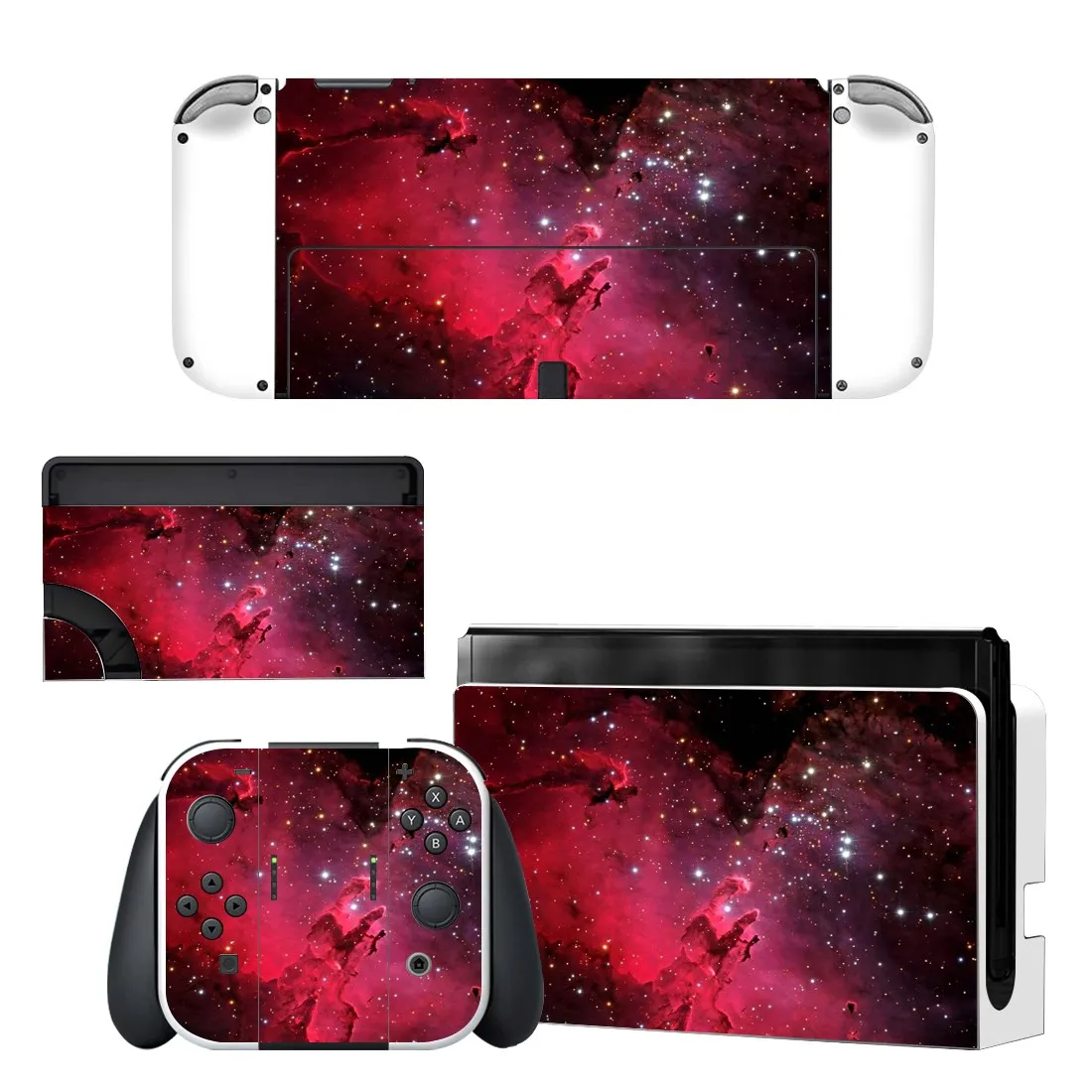 Full Body Protective Cover Skin Decal Compatible Nintendo Switch Oled Game Console Controller Decor 1set Starry Colorful Sticker 
