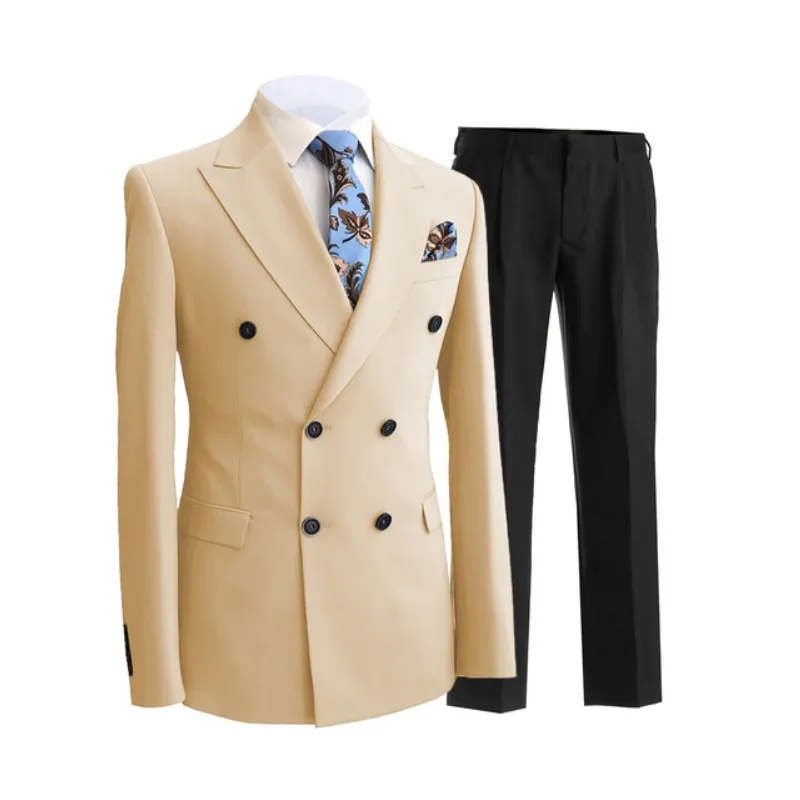 Gentle Best Striped Groom Suit for Prom Double Breasted
