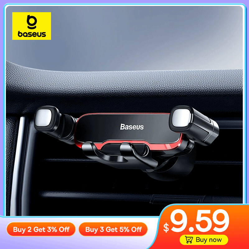  Baseus Car Phone Holder for Car Air Vent Mount Cell Phone Support Phone Holder Stand for iPhone Samsung Metal Gravity Phone Hold 