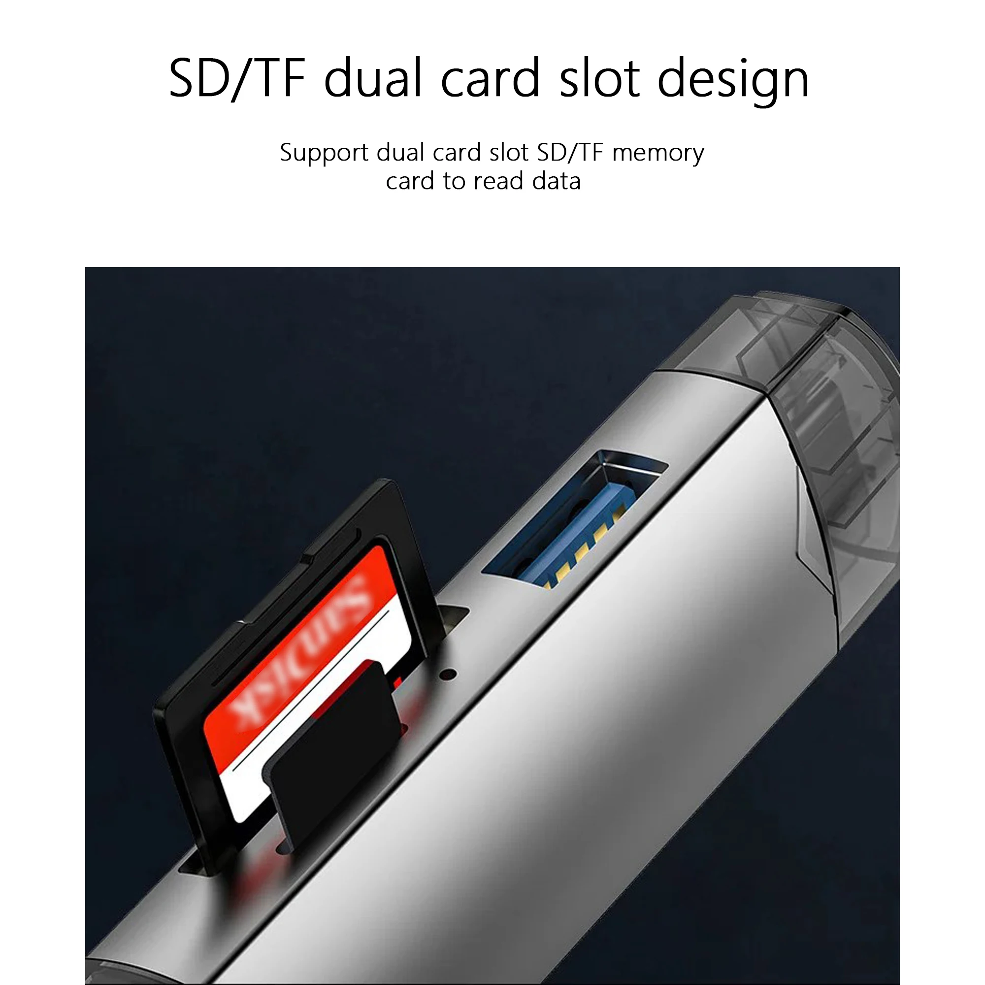 6 in 1 USB3.0 멀티 카드 리더 SD TF 메모리 카드 OTG 어댑터 타입-C 마이크로 USB USB-A 플러그 앤 플레이 (휴대폰, 카메라, 노트북용)