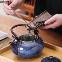 Théière en céramique à faisceau de levage de grande capacité, bouilloire à thé, infuseur à thé avec filtre, ustensiles de brassage créatifs pour la maison, pots simples 3