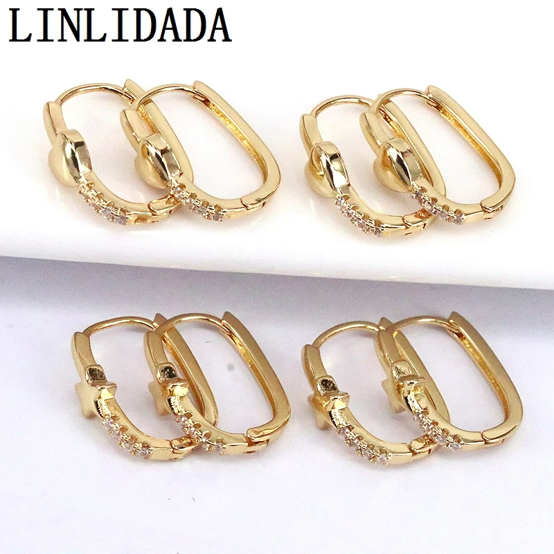 

10Pairs,Gold Filled Cz Zircon Micro Pave Huggie Earrings,Star Heart Hoop Earrings,Dainty Hoop Earrings,Jewelry Making