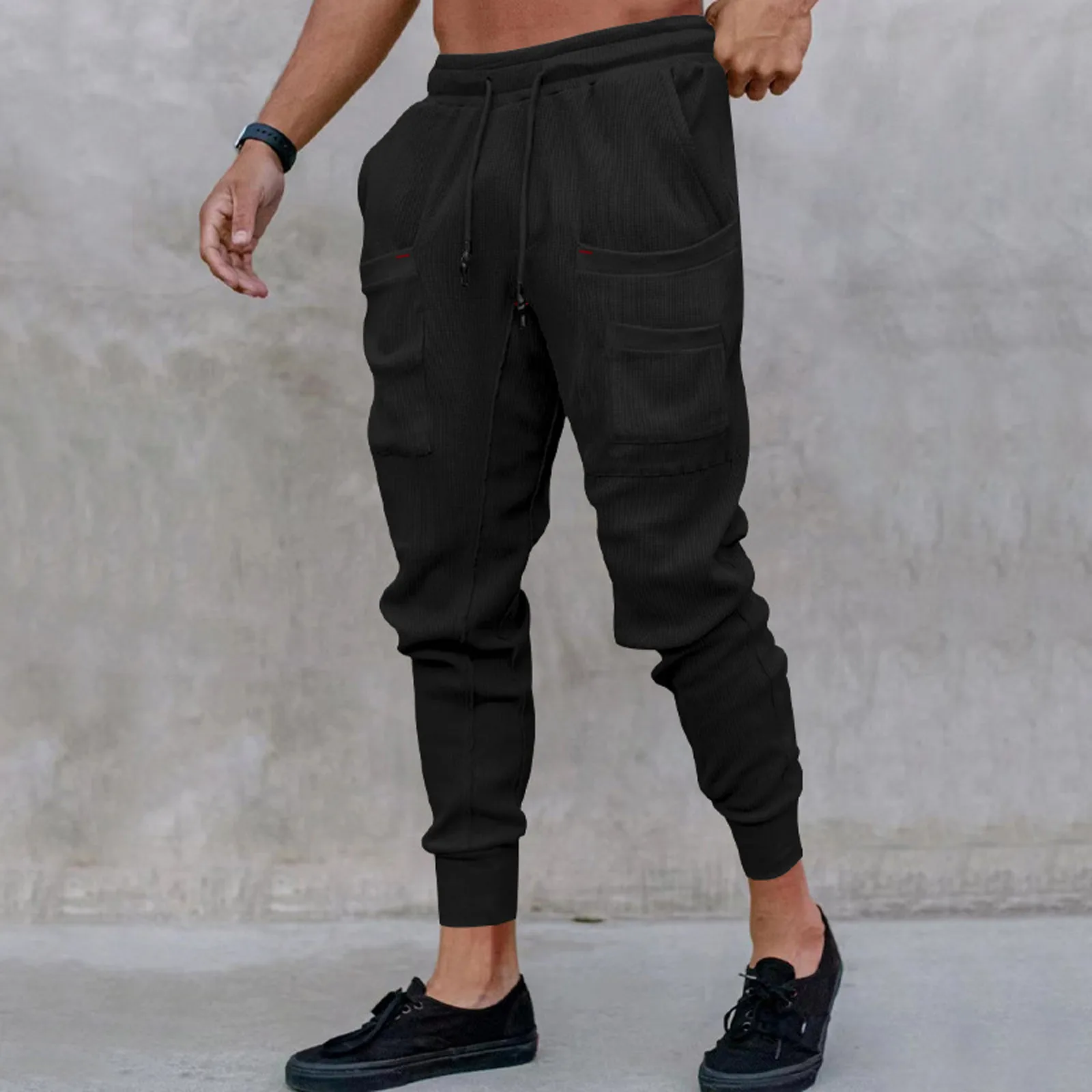 Casual Sports Sweatpants Men'S Loose Leggings Trousers Fashionable Casual Versatile Solid Color Leggings Pantalones Hombre