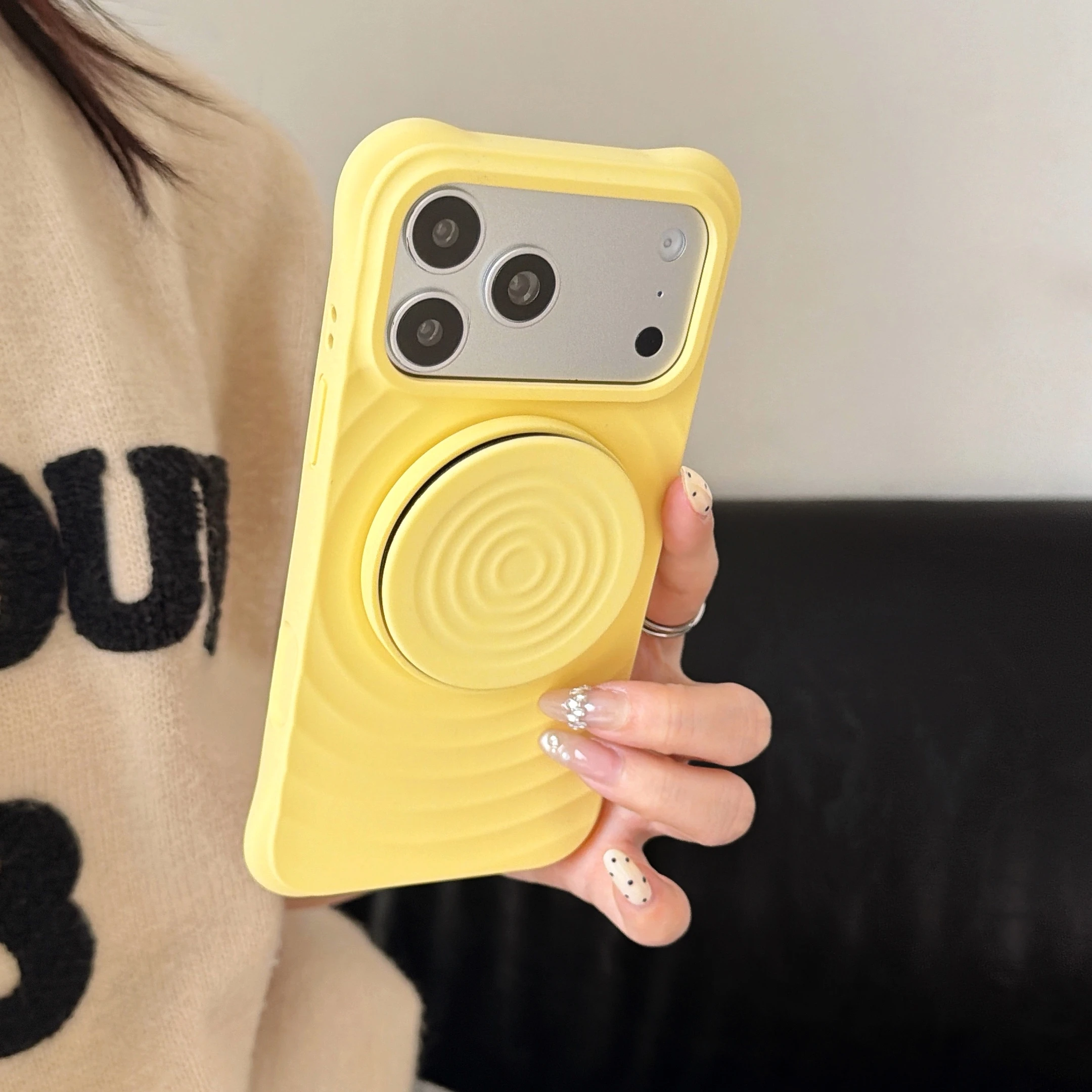 Pastel Matte Wavy Ring Holder Slim Phone Case Cover