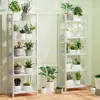 5 Tier Ladder Bookcase Open Shelf with Removable Fabric Drawer Sturdy Metal Frame Adjustable Shelves Living Room Office Storage 6