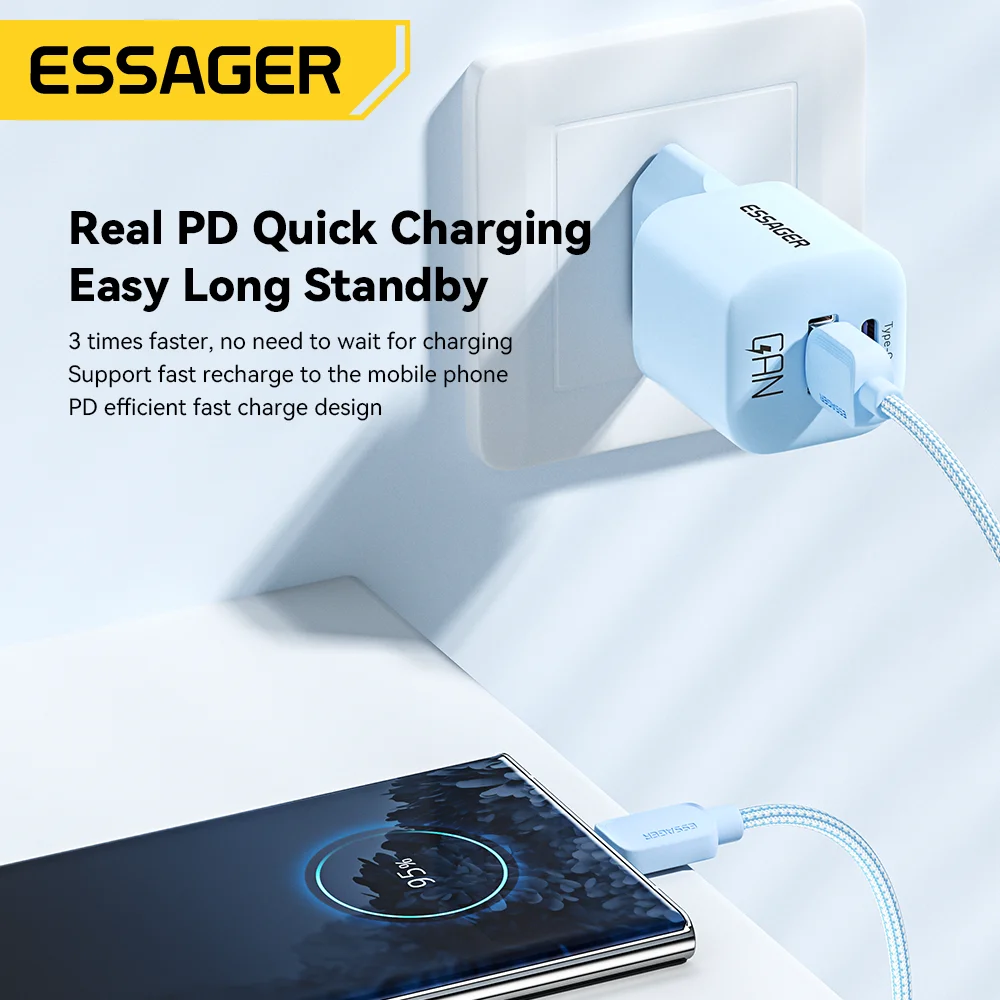 Essager 20W GaN USB Type C Charger PD Fast Charging For iPhone 15 14 13 12 Pro Max PD3.0 QC3.0 Type C Mini Mobile Phone Charger