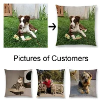 Housse de coussin personnalisée en lin, animaux de compagnie, taie d'oreiller personnalisée pour bébé, famille, pour canapé, Logo de marque 1