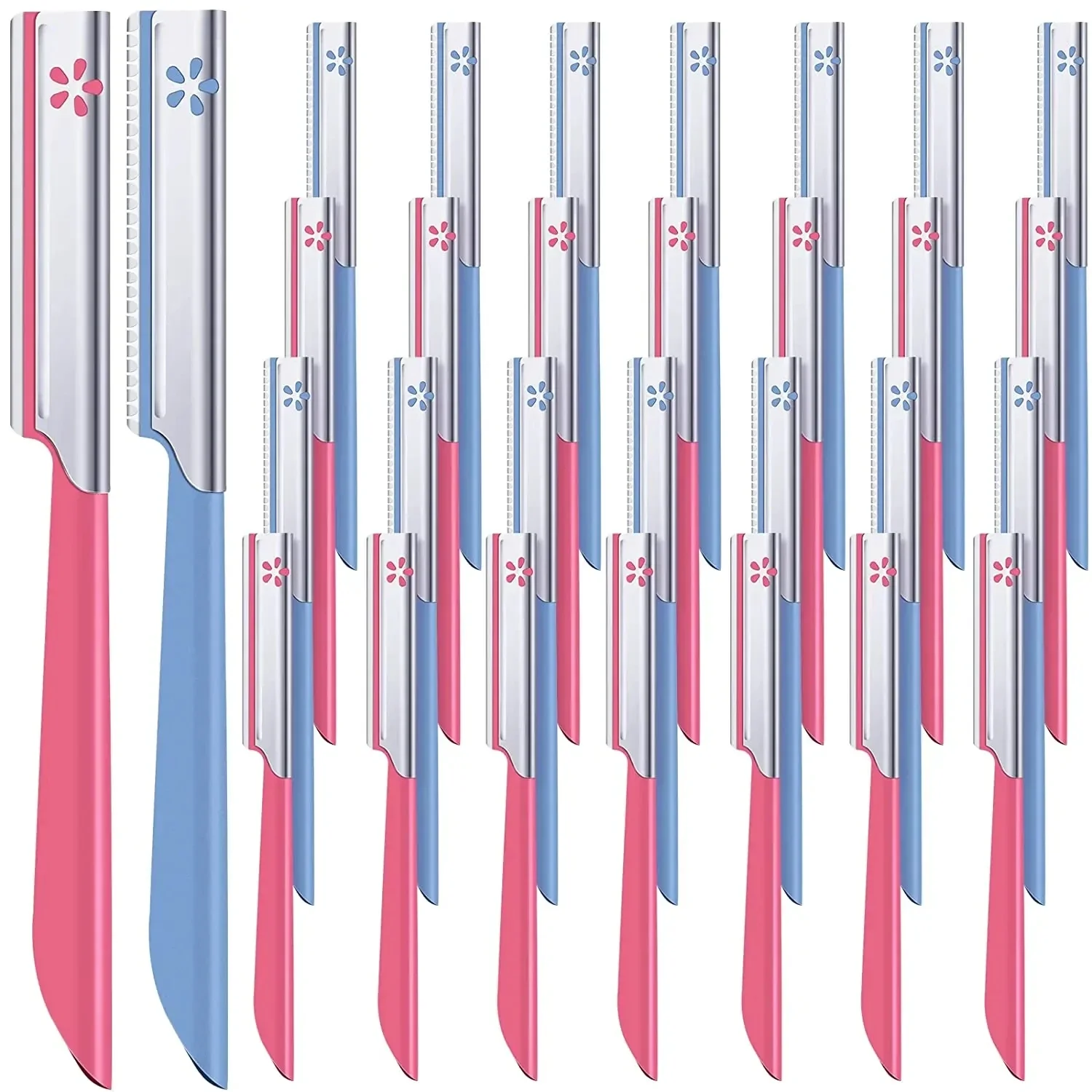 5pcs Pink Razors+5pcs Blue Razors Steel Eyebrow Epilator Sets for Women's Makeup Eyebrows Hair Removal Tool Facial Razor Trimmer