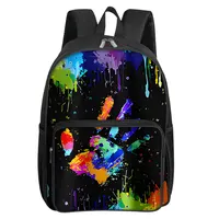 Colorful Palm Patten Square Front Pocket Backpack Zipper Large Capacity for Boy/Girls Best Gift 3D Cartoon Children's School Bag