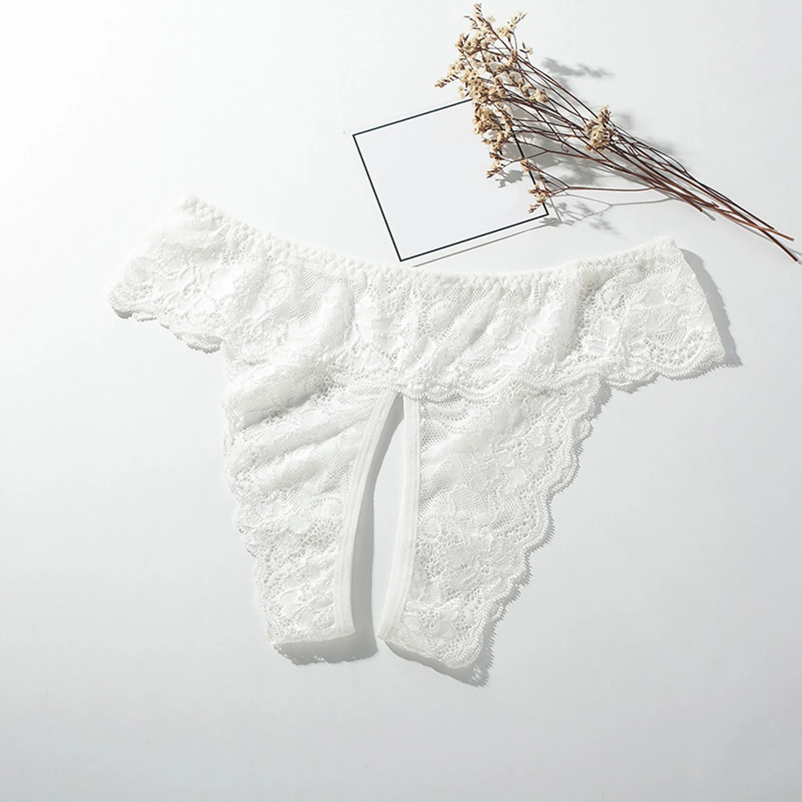 Women Sexy Lace Panties Low Rise Underwear Lingerie Briefs Open Crotch Panties Tempatation Thongs