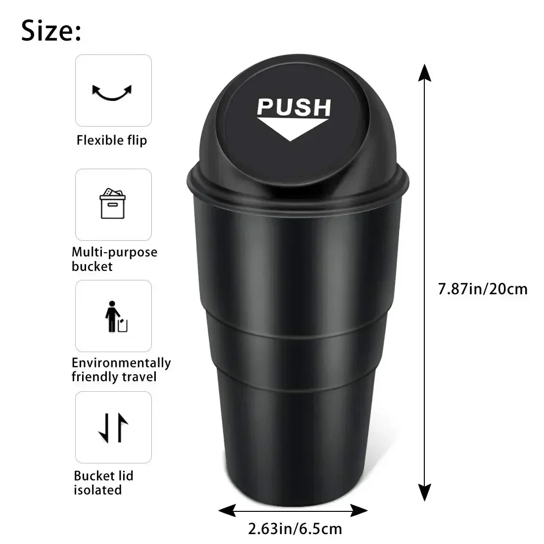 Plastic Car Trash Can with Lid for Auto Interior