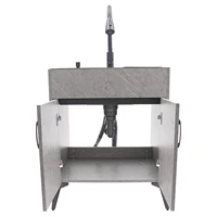 Grey Stainless steel and alloy Kitchen and Laundry Sink with Cabinet and Faucet, Cabinet with Sink for Laundry & Utility Room 2