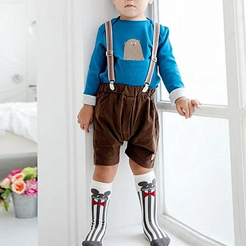 Korean Version of Combed Cotton Cartoon High Tube for Children's Socks Infants Children Babies Small Animal Socks for  0-4Y