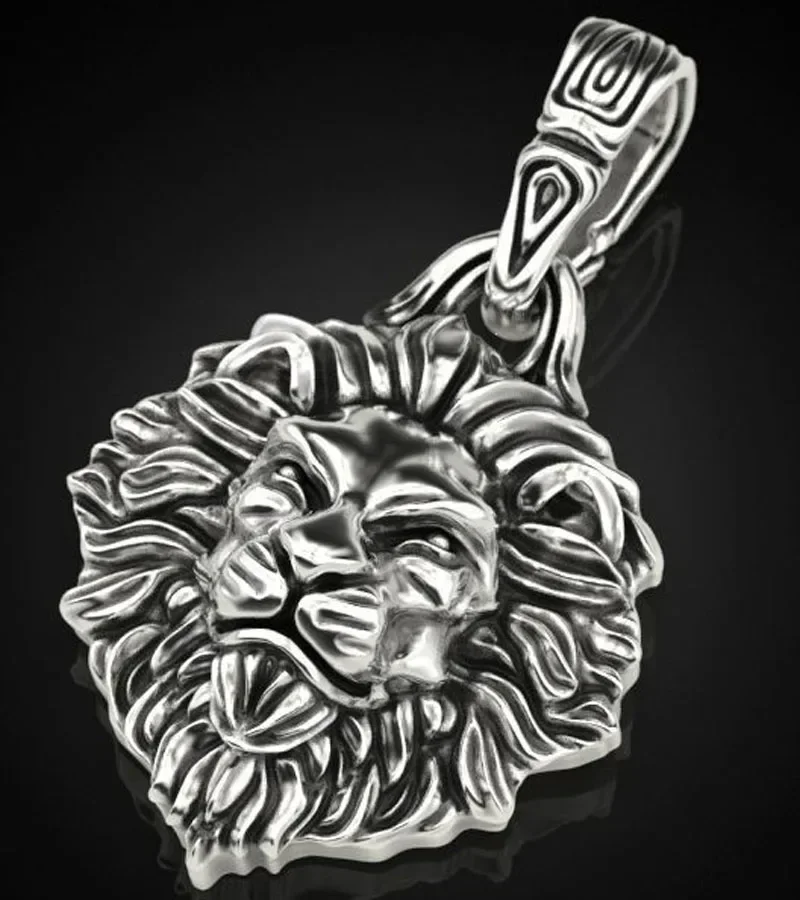 19g 3d Very Cool Mighty 3D Lion Pendant Mens Gold Pendant  Customized 925 Solid Sterling Silver Pendant