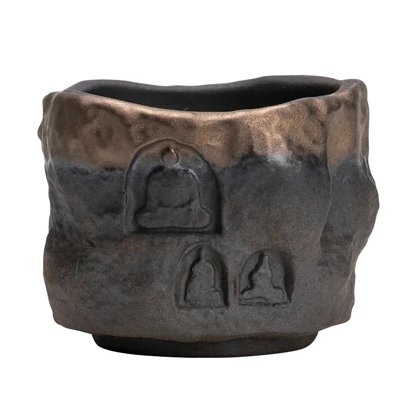 Retro Gold-plated Iron Glaze Dunhuang Cup Tea Cup Master Cup Ancient Early-fired Handmade Ceramics Tea Cup Kung Fu Tea
