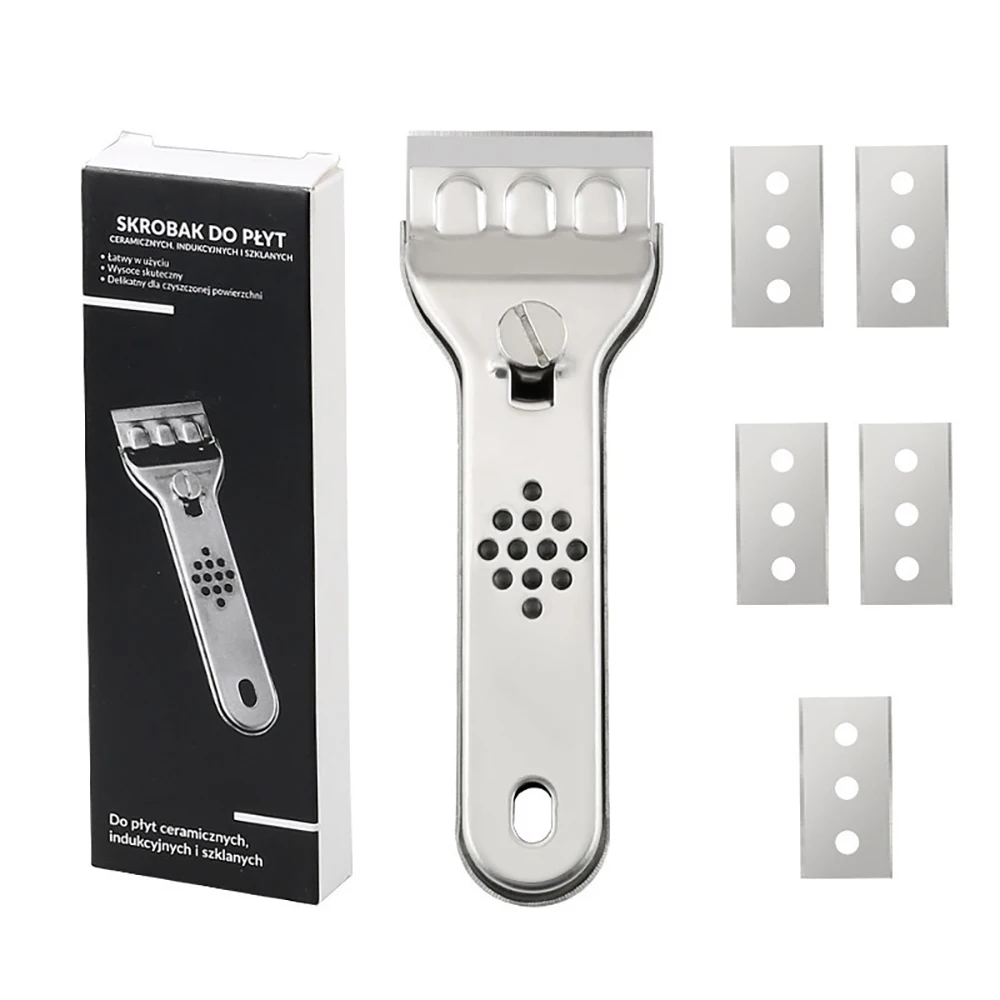 Razor Blade Scraper Stainless Steel Blade Razor Scraper For Cleaning Glue Sticker Remover Window Glass Car Ceramic Heavy Dirt Clean Shovel Razor Blade Scrapers Glue Removal Scraper