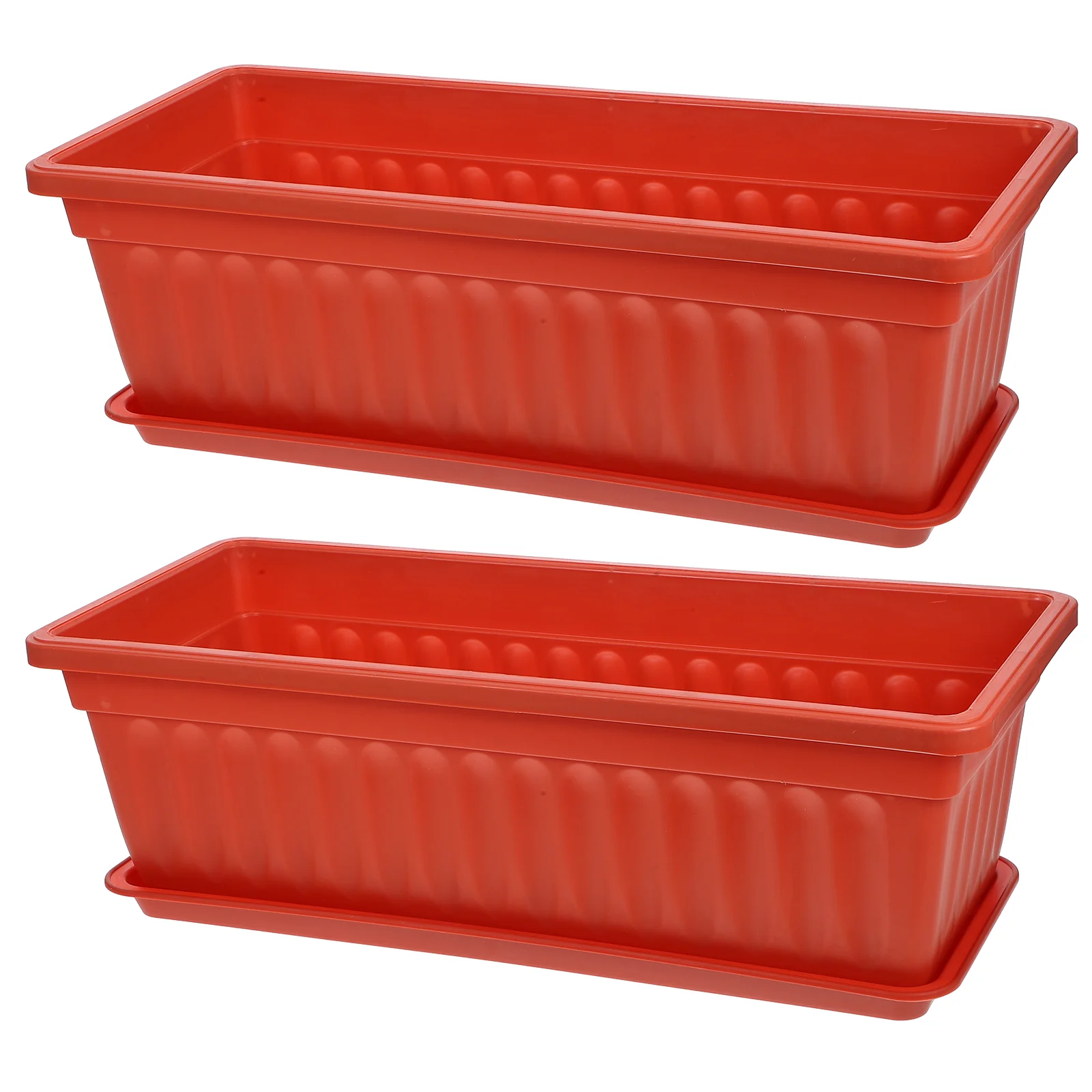 

Window Box Planter 2Pcs Plastic Rectangular Flower Pot Vegetable for Windowsill and Patio Garden