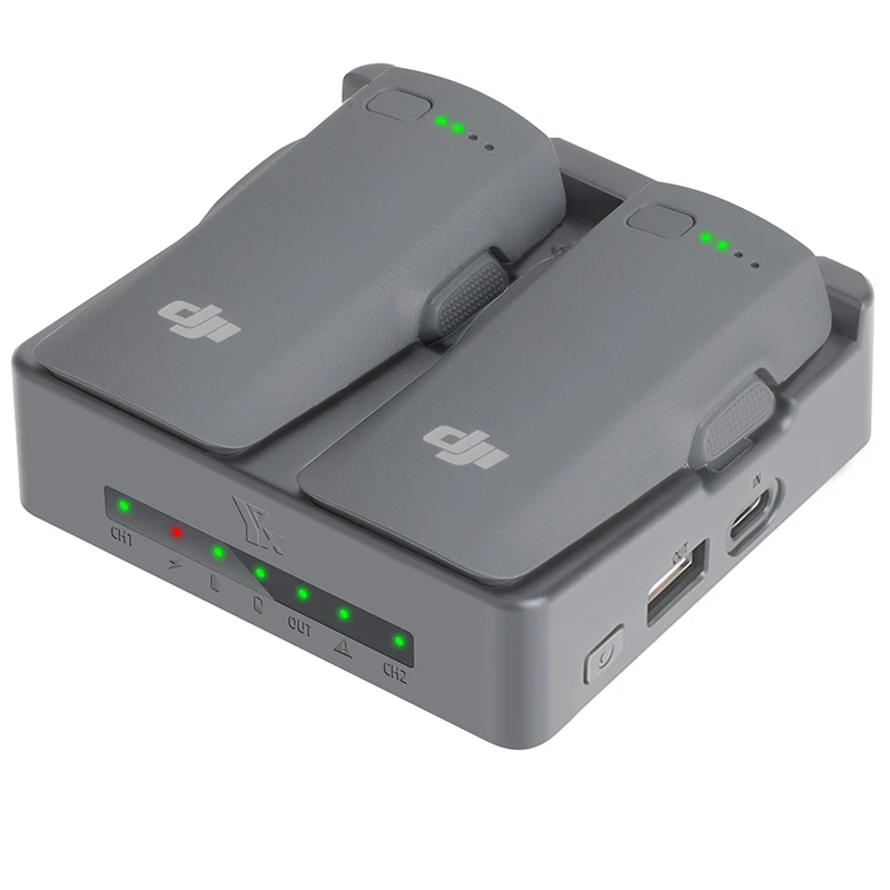 Chargeur USB pour batterie DJI Neo2 - 5V/3A, 2 ports, gris clair/vert clair
